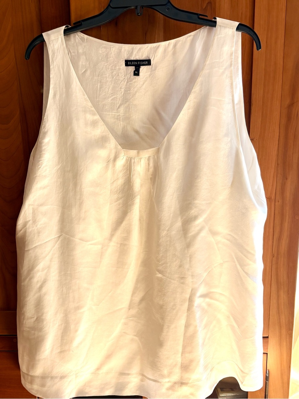 Eileen Fisher Lined Ivory Silk Scoop-Neck Blouse Size XL.